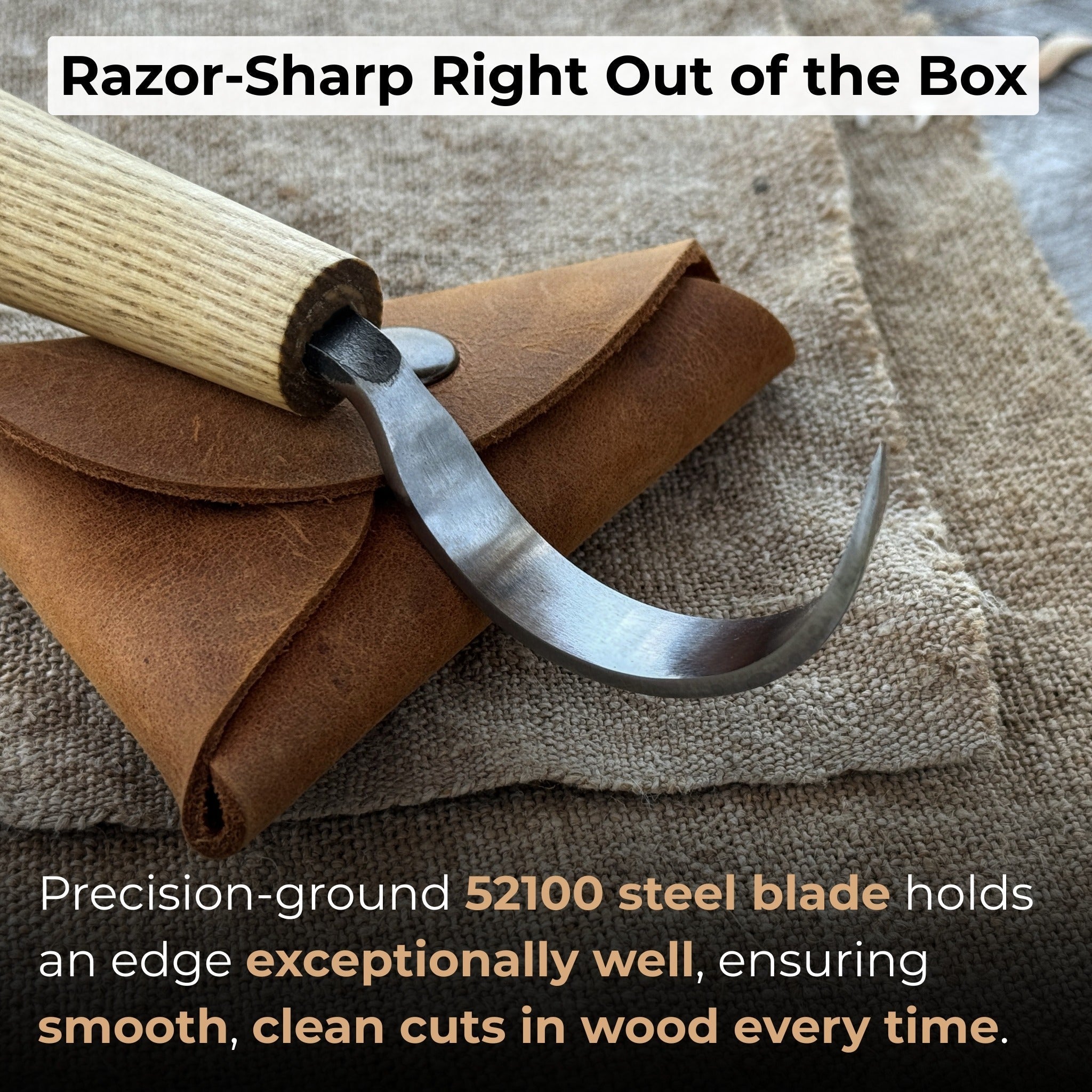 Large Hook Knife for Spoon Carving, ⌀6 cm (2.4 inches) - Randy's LLC