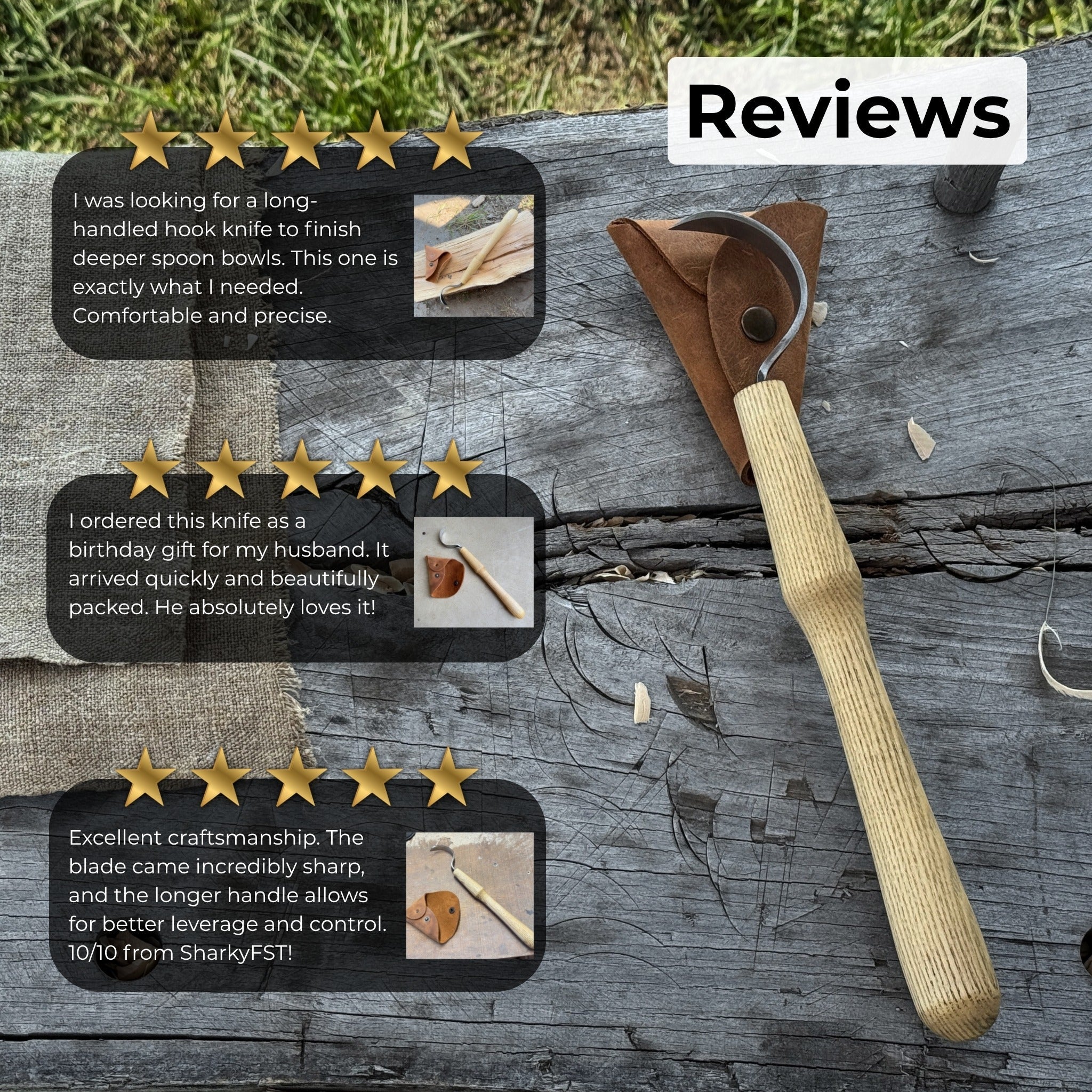 Large Hook Knife for Spoon Carving, ⌀6 cm (2.4 inches) - Randy's LLC