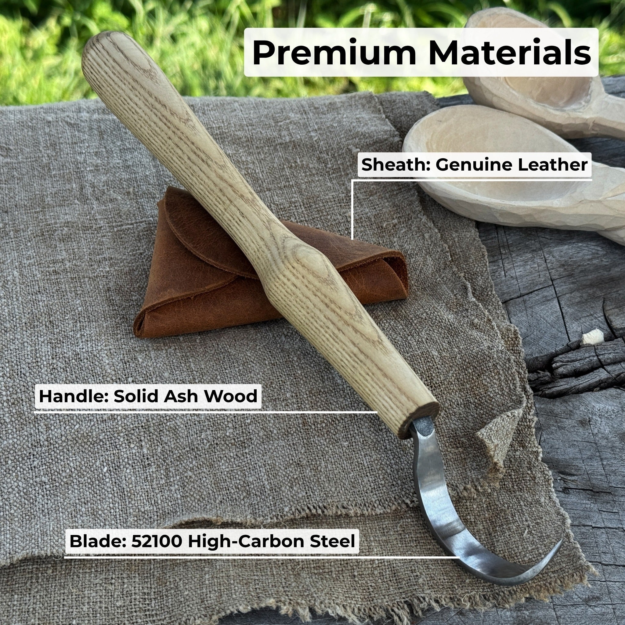 Large Hook Knife for Spoon Carving, ⌀6 cm (2.4 inches) - Randy's LLC