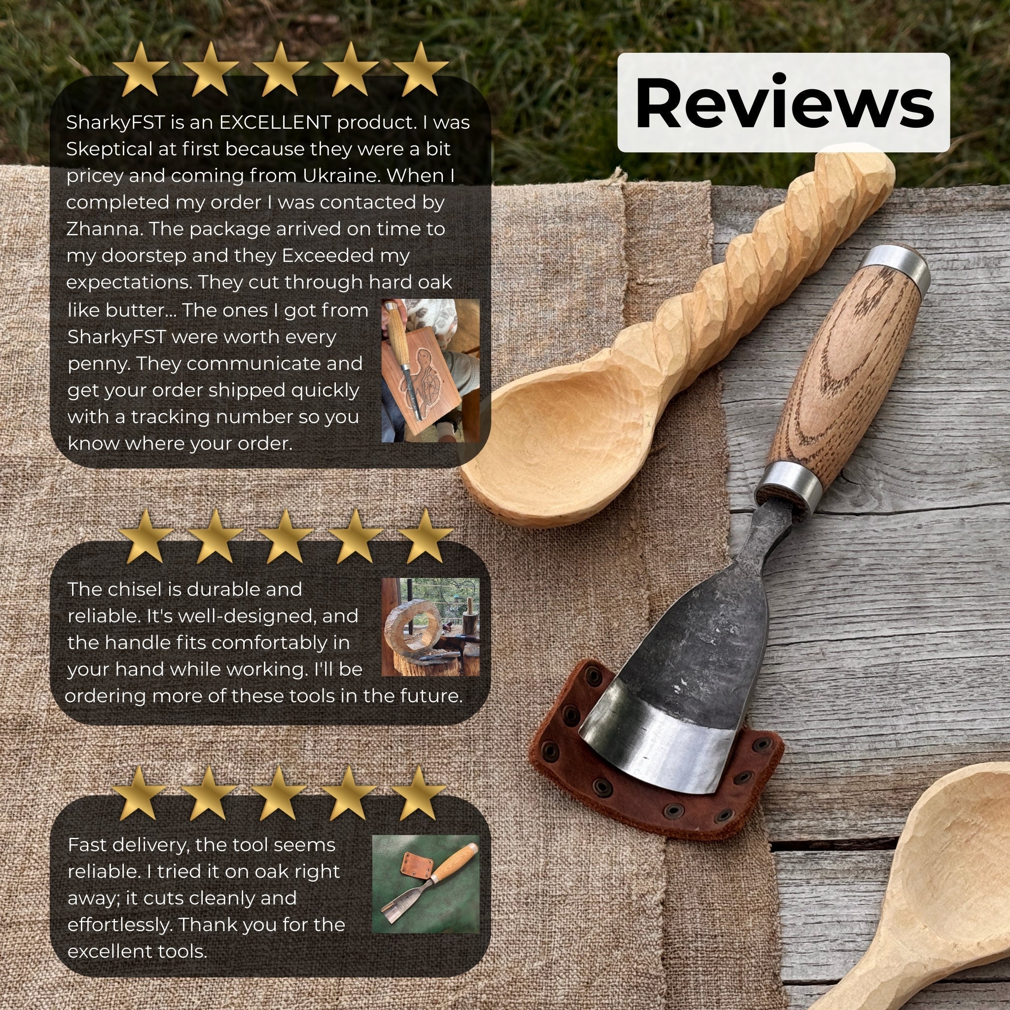 Large Straight Gouge (Rounded Chisel), 10 - 45 mm (0.4 - 1.8 inches) - Randy's LLC