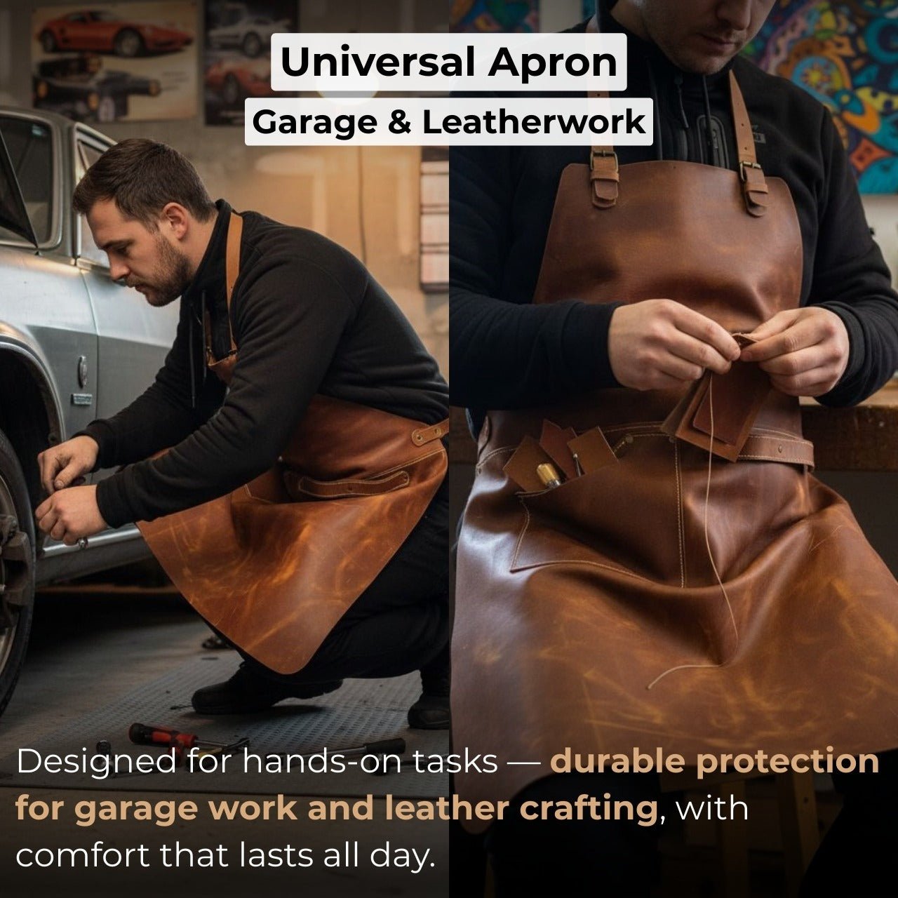 Leather Apron with Adjustable Straps and Pockets - Randy's LLC