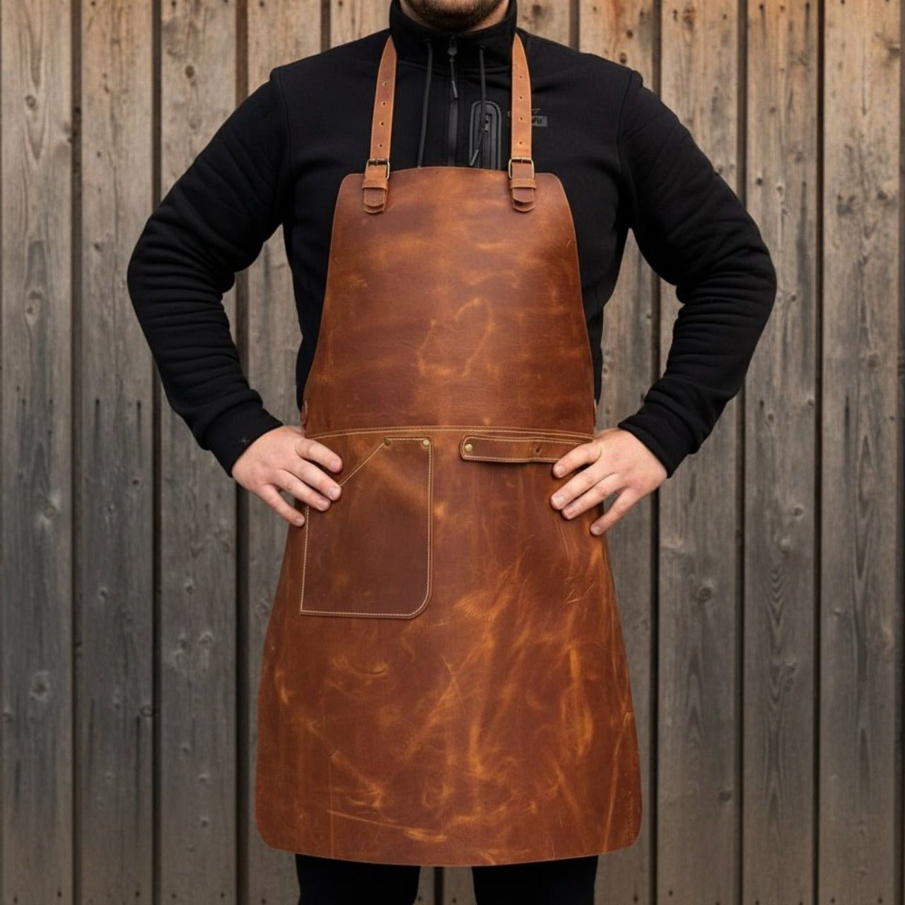 Leather Apron with Adjustable Straps and Pockets - Randy's LLC