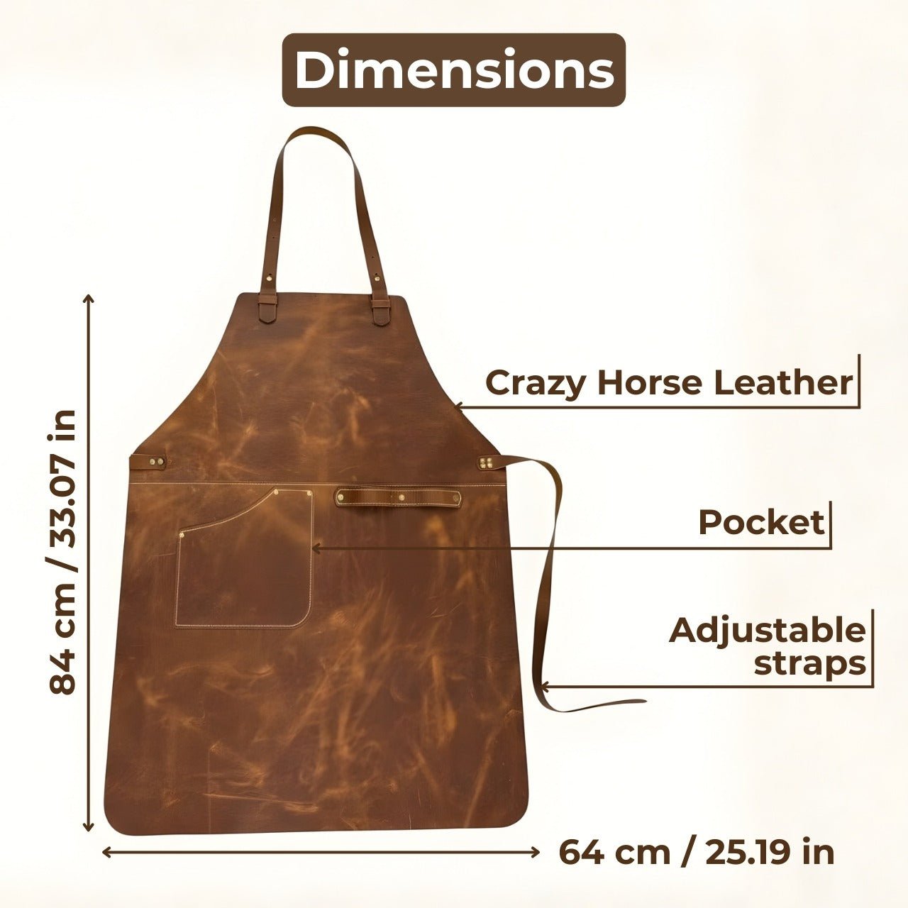 Leather Apron with Adjustable Straps and Pockets - Randy's LLC