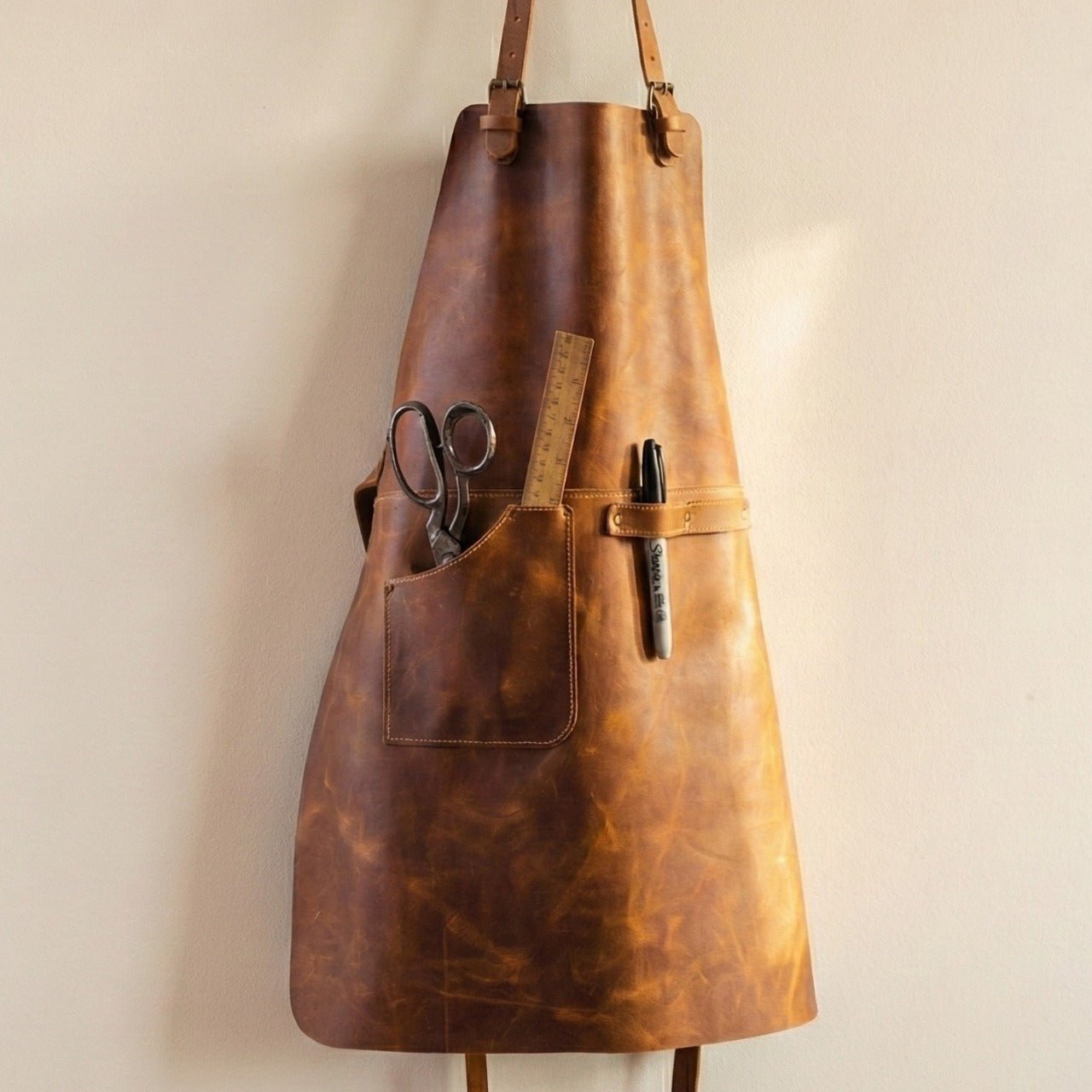 Leather Apron with Adjustable Straps and Pockets - Randy's LLC