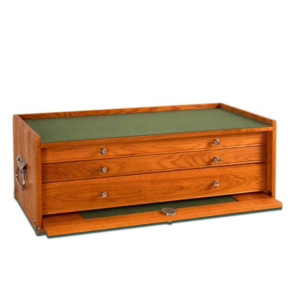 3-Drawer Mid-Base Chest Luthier Tool Box in Oak - Randy's LLC