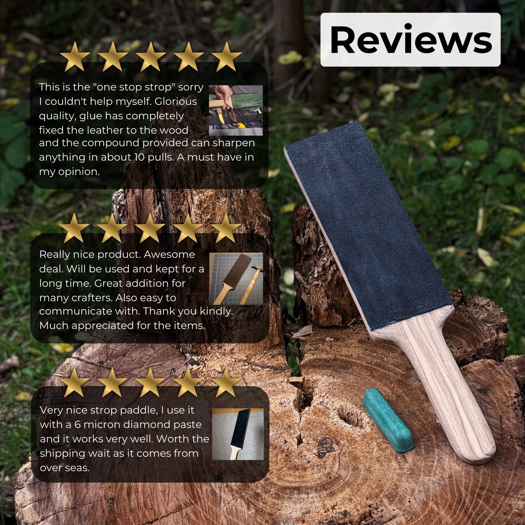 One-Sided Leather Strop For Knife Sharpening & Polishing Compound - Randy's LLC