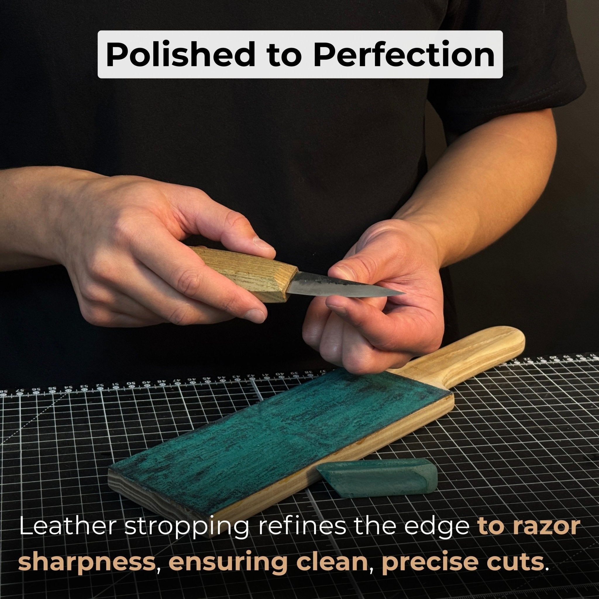 One-Sided Leather Strop For Knife Sharpening & Polishing Compound - Randy's LLC