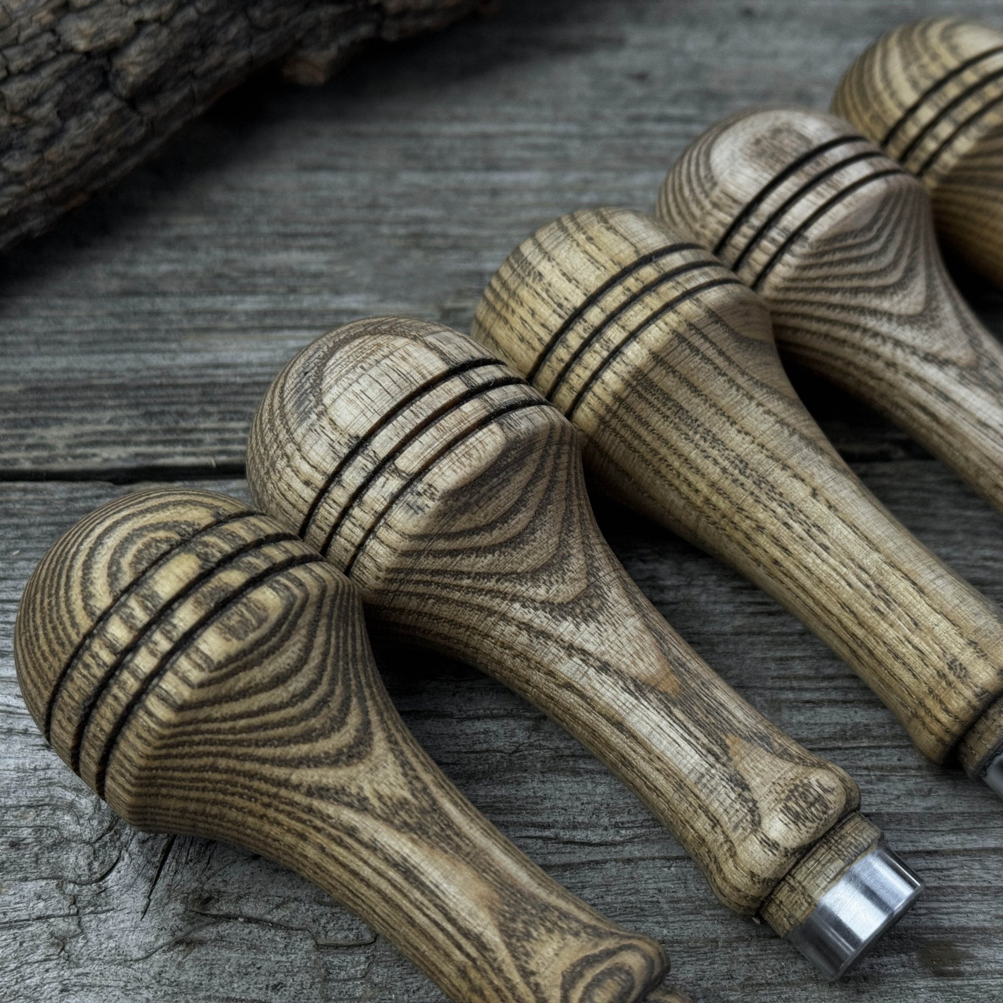 Set of 5 Ash Wood Replacement Handles with Aluminum Rings - Randy's LLC