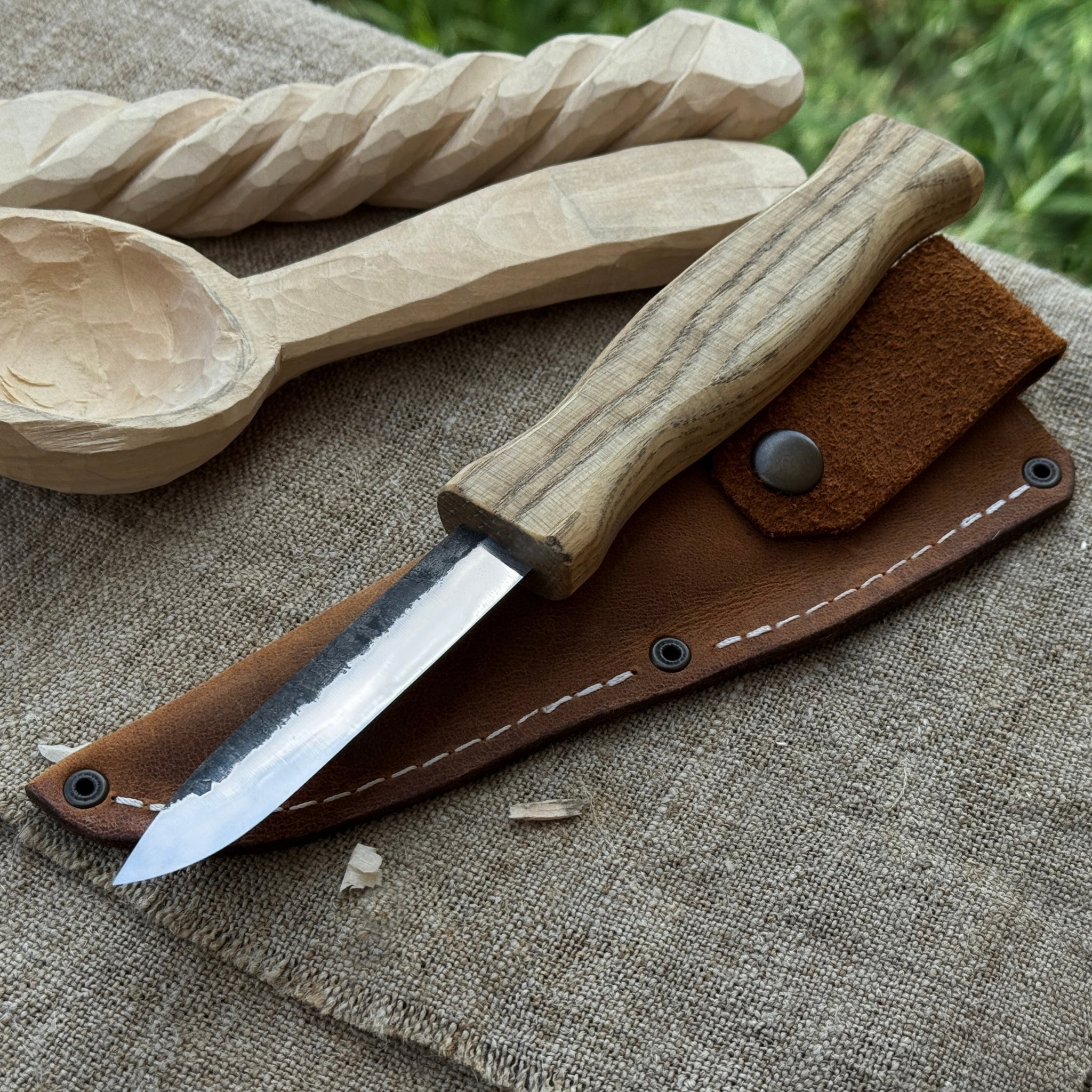 Sloyd Knife with Leather Sheath, 8 cm (3.15 inches) - Randy's LLC