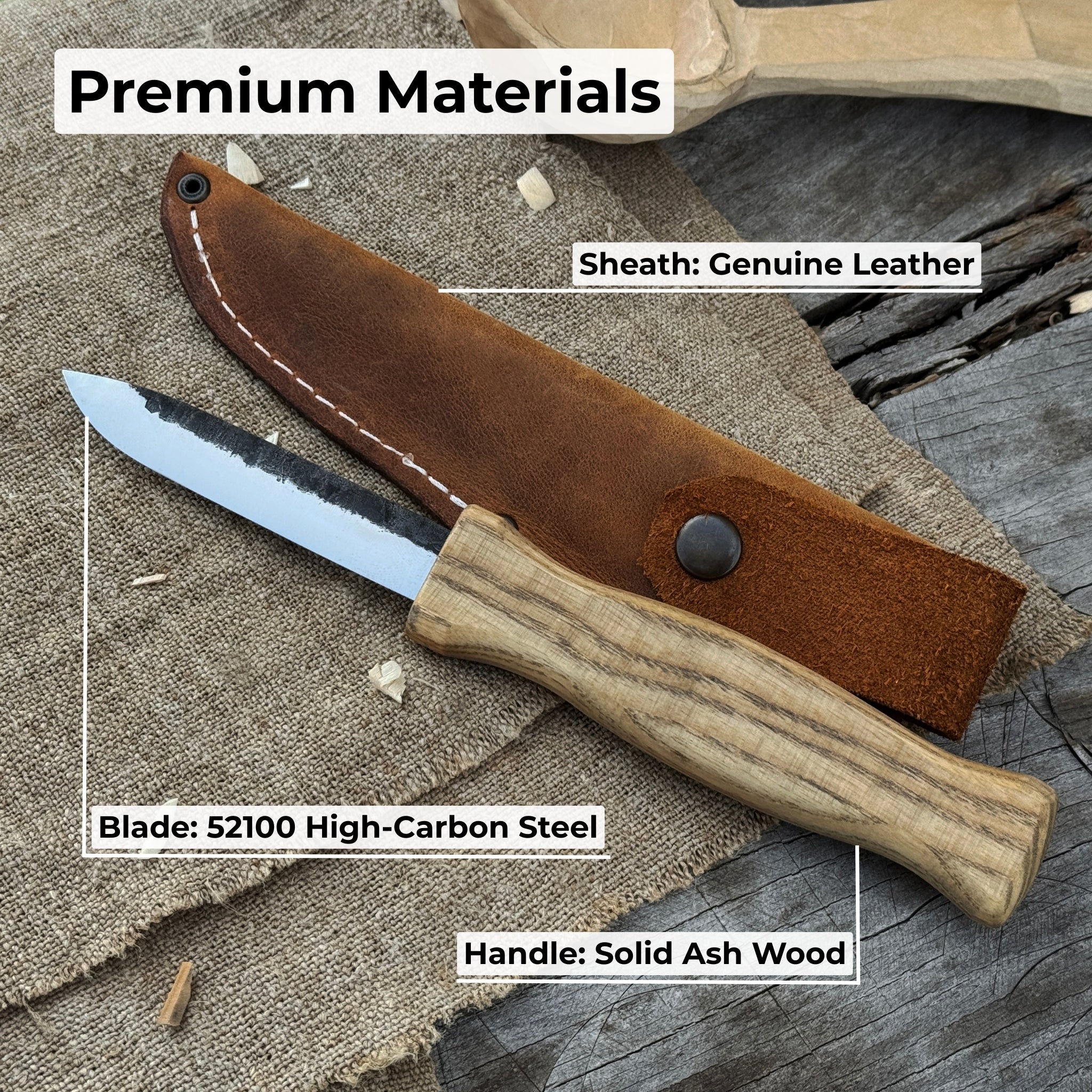 Sloyd Knife with Leather Sheath, 8 cm (3.15 inches) - Randy's LLC