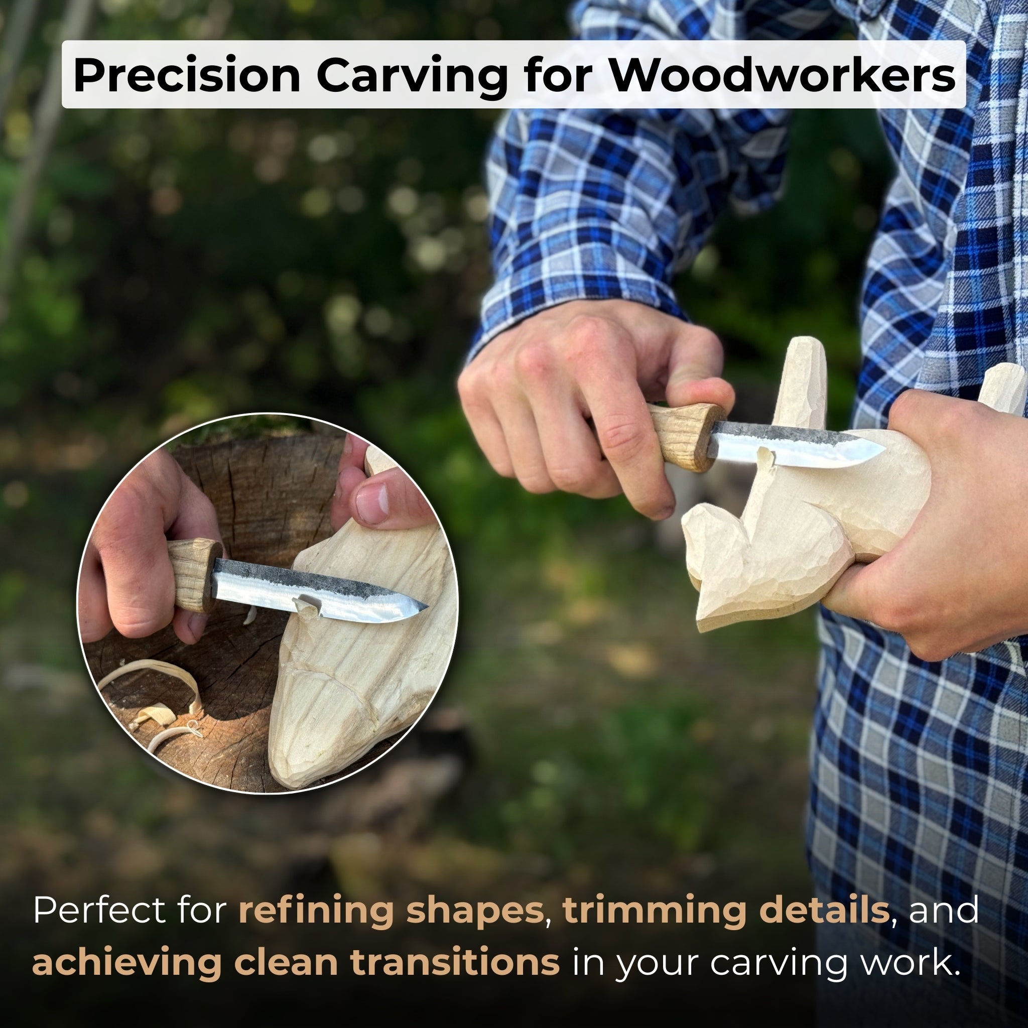 Sloyd Knife with Leather Sheath, 8 cm (3.15 inches) - Randy's LLC