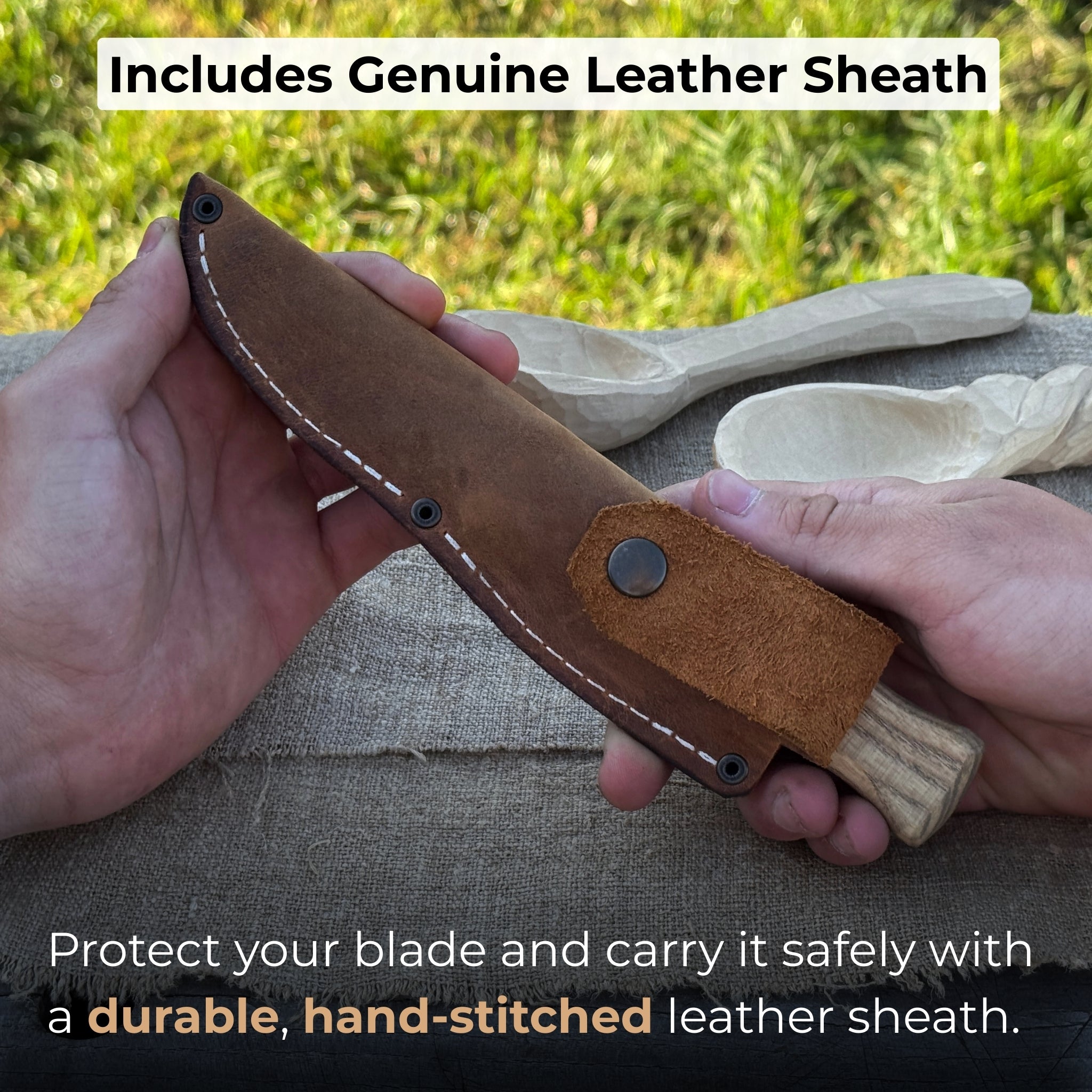 Sloyd Knife with Leather Sheath, 8 cm (3.15 inches) - Randy's LLC