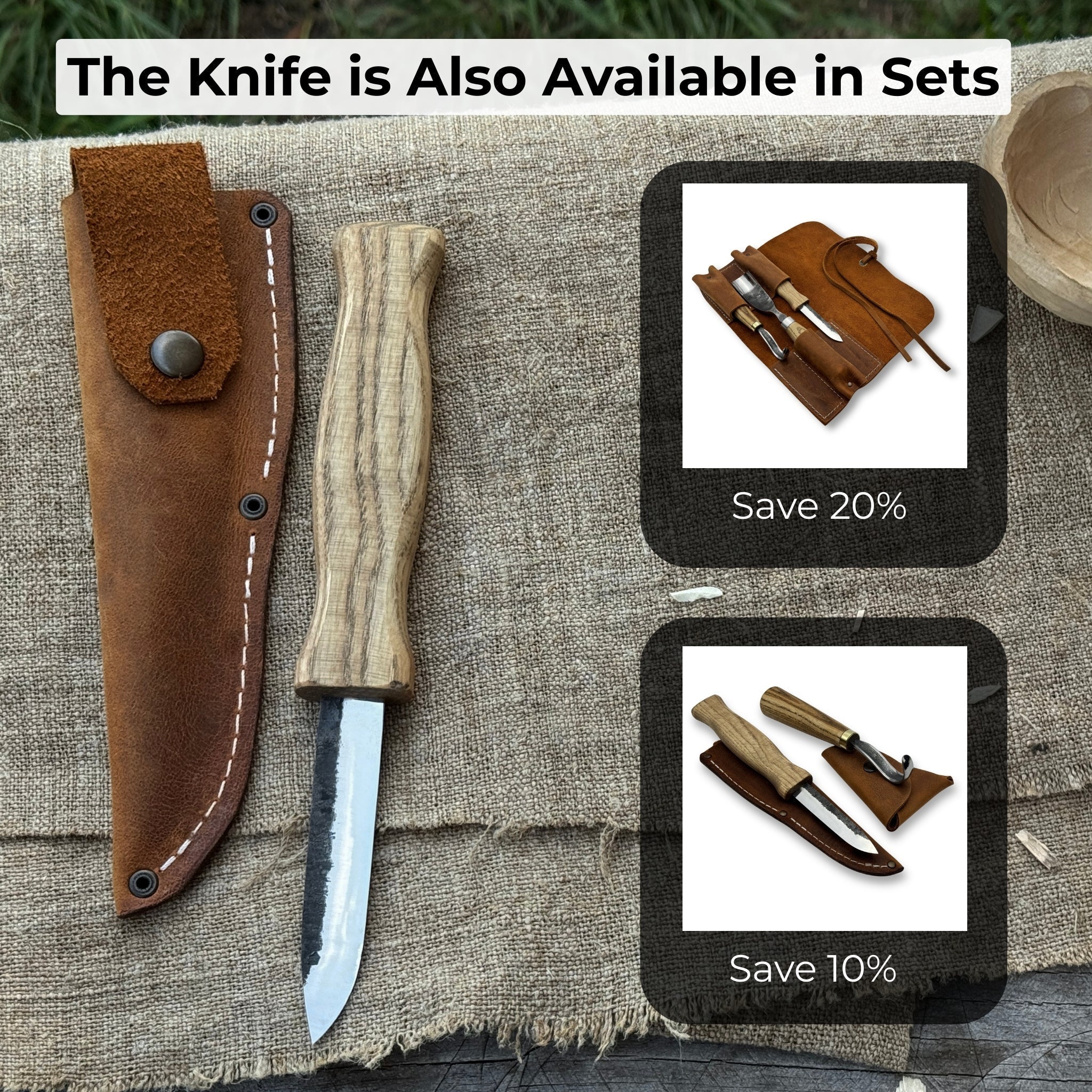 Sloyd Knife with Leather Sheath, 8 cm (3.15 inches) - Randy's LLC