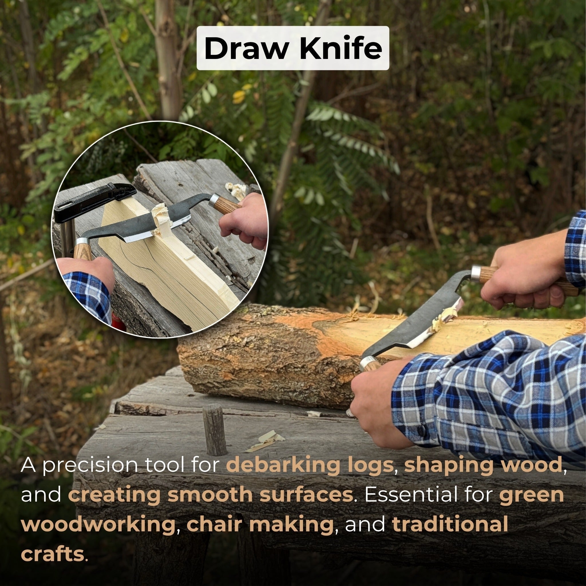 Small Curved Drawknife (Push/Pull), 10.5 cm (4.13 inches) - Randy's LLC