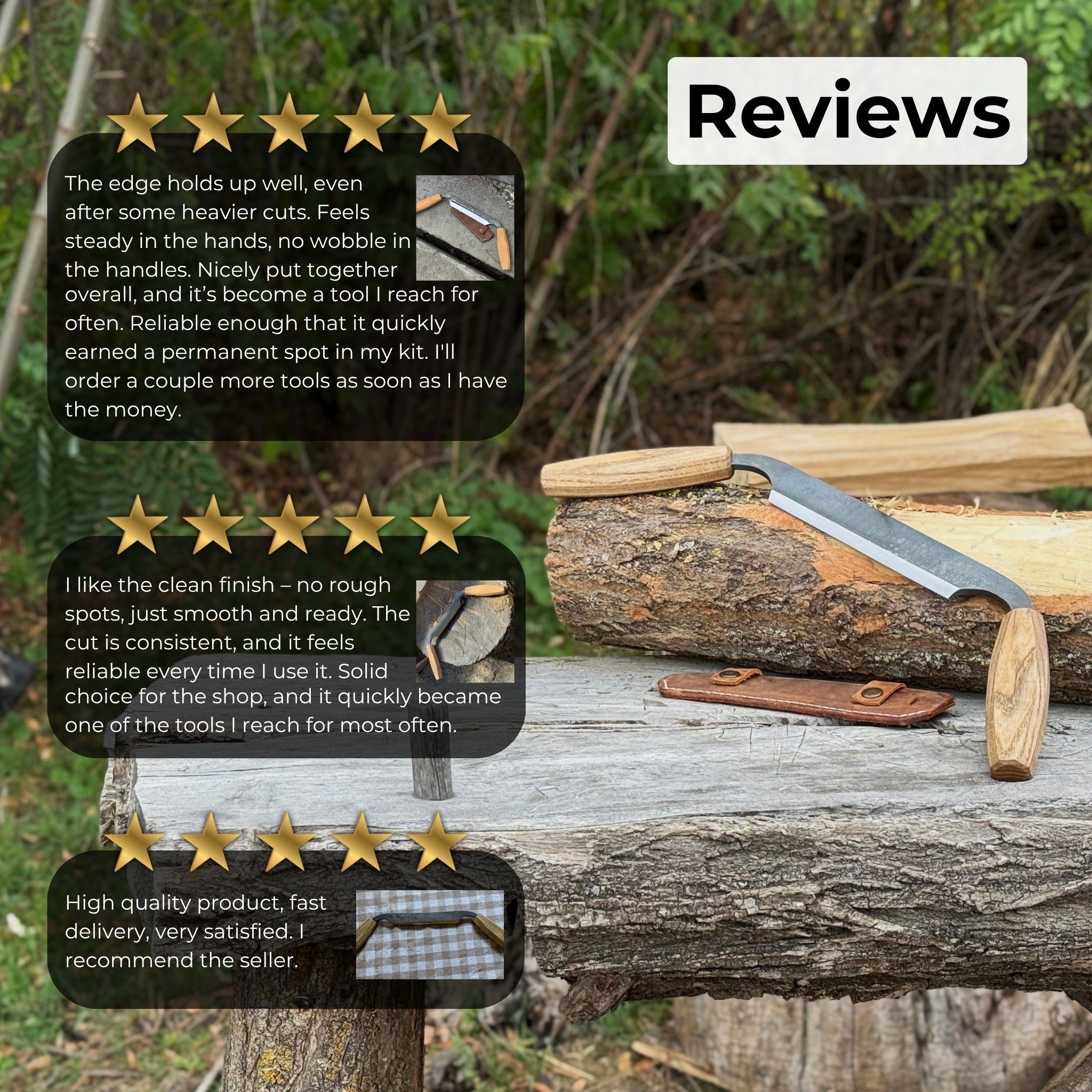 Small Straight Drawknife, 14.5 cm (5.7 inches) Cutting Edge - Randy's LLC