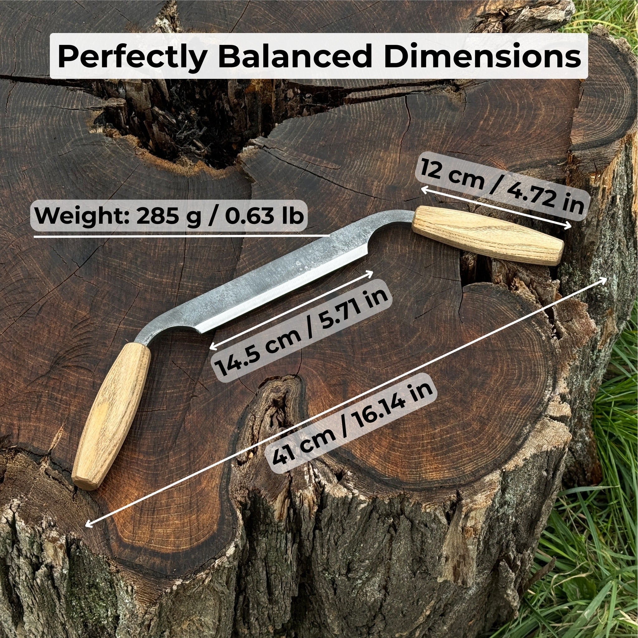 Small Straight Drawknife, 14.5 cm (5.7 inches) Cutting Edge - Randy's LLC