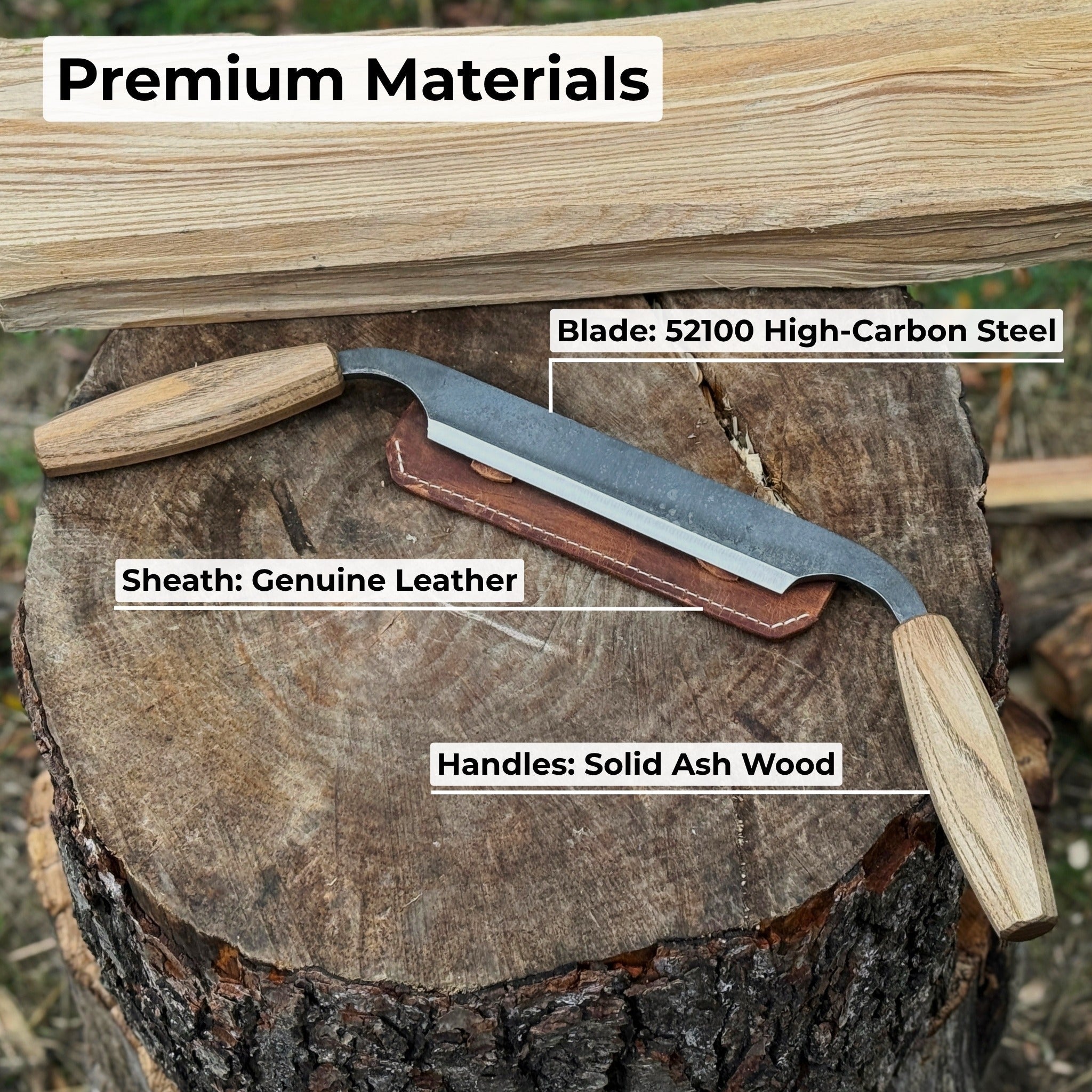 Small Straight Drawknife, 14.5 cm (5.7 inches) Cutting Edge - Randy's LLC