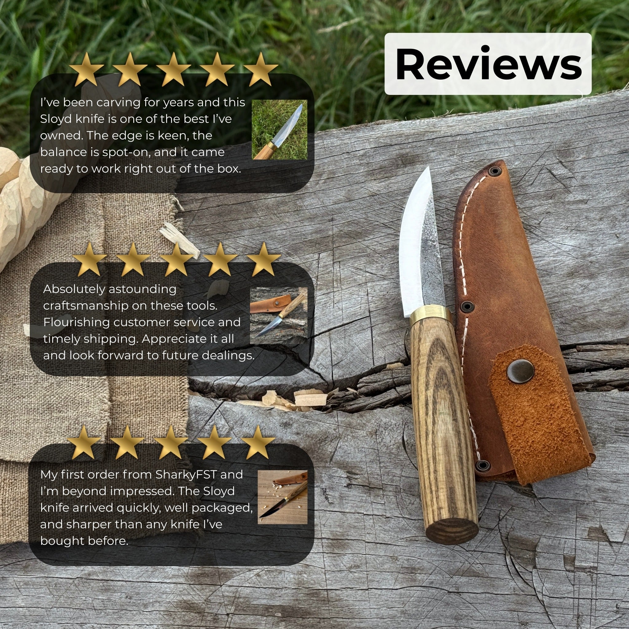 Whittling Sloyd Knife with Leather Sheath, 10 cm (3.94 inches) - Randy's LLC