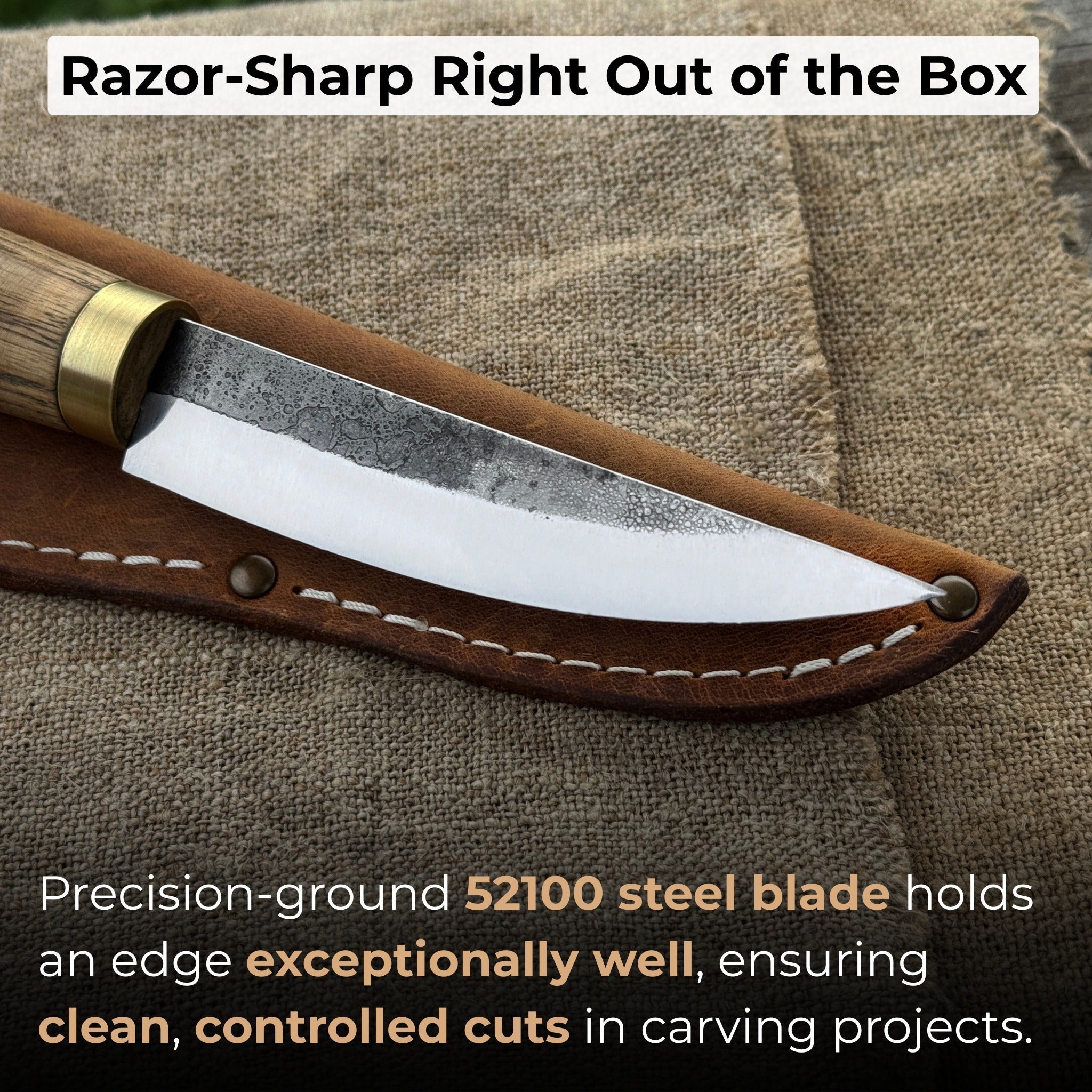 Whittling Sloyd Knife with Leather Sheath, 10 cm (3.94 inches) - Randy's LLC