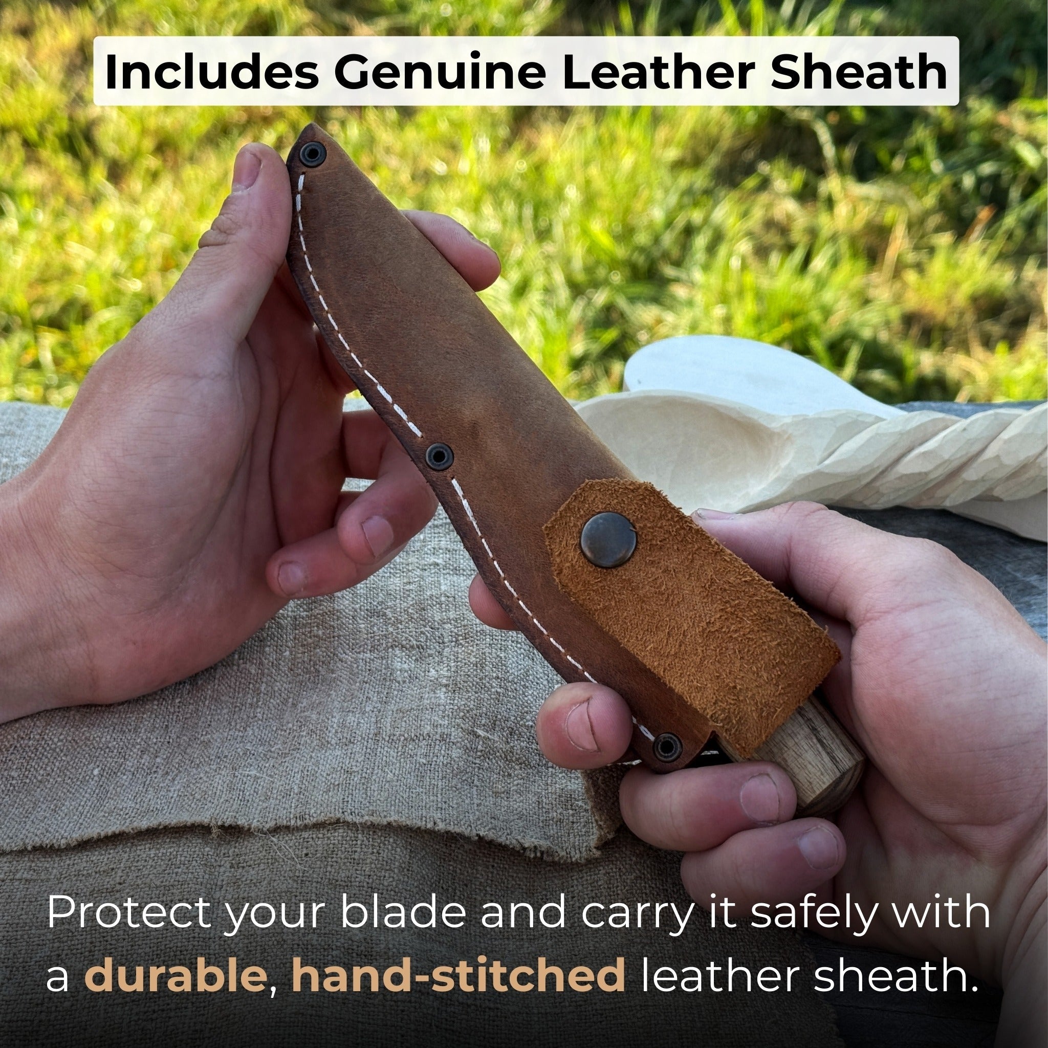 Whittling Sloyd Knife with Leather Sheath, 7.5 cm (2.95 inches) Blade - Randy's LLC