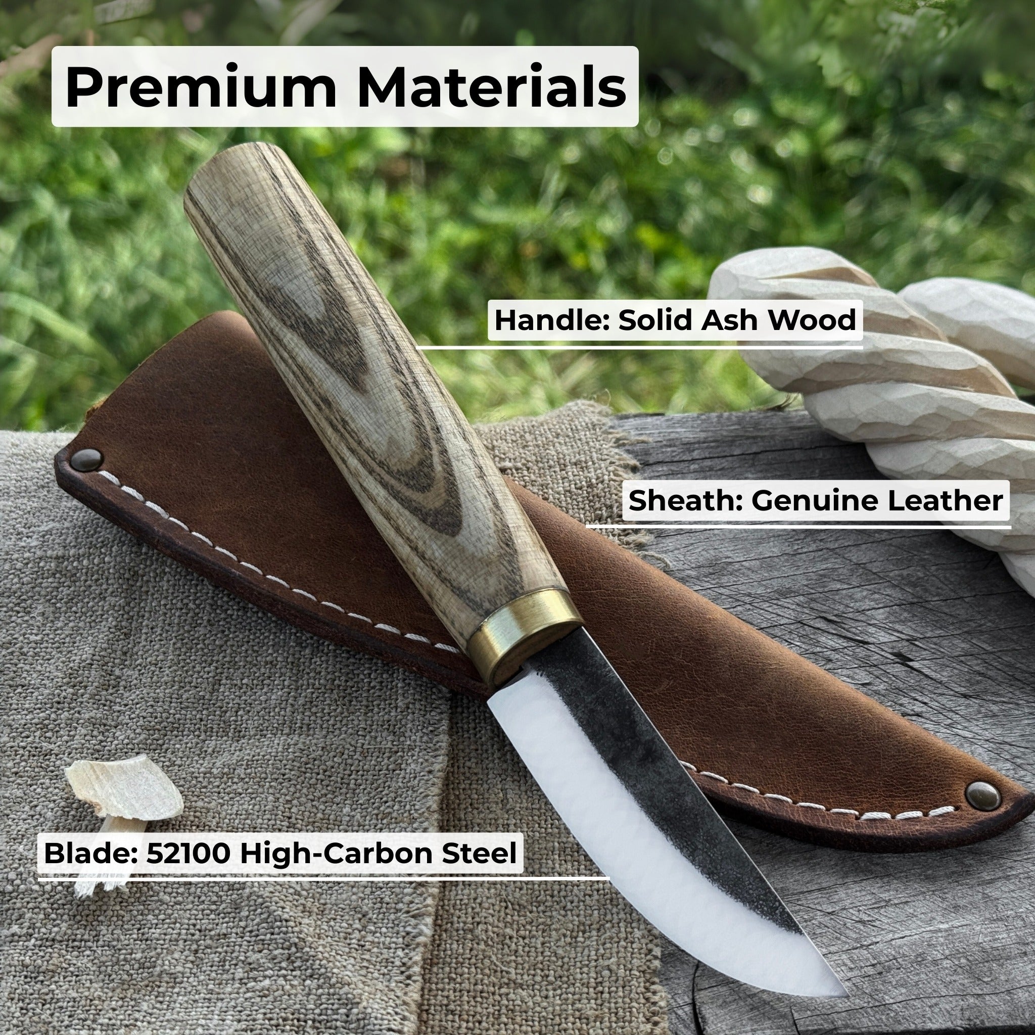 Whittling Sloyd Knife with Leather Sheath, 7.5 cm (2.95 inches) Blade - Randy's LLC