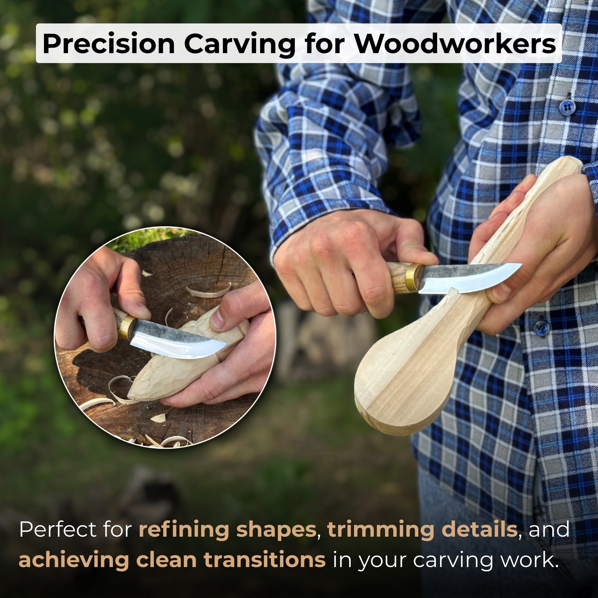 Whittling Sloyd Knife with Leather Sheath, 7.5 cm (2.95 inches) Blade - Randy's LLC