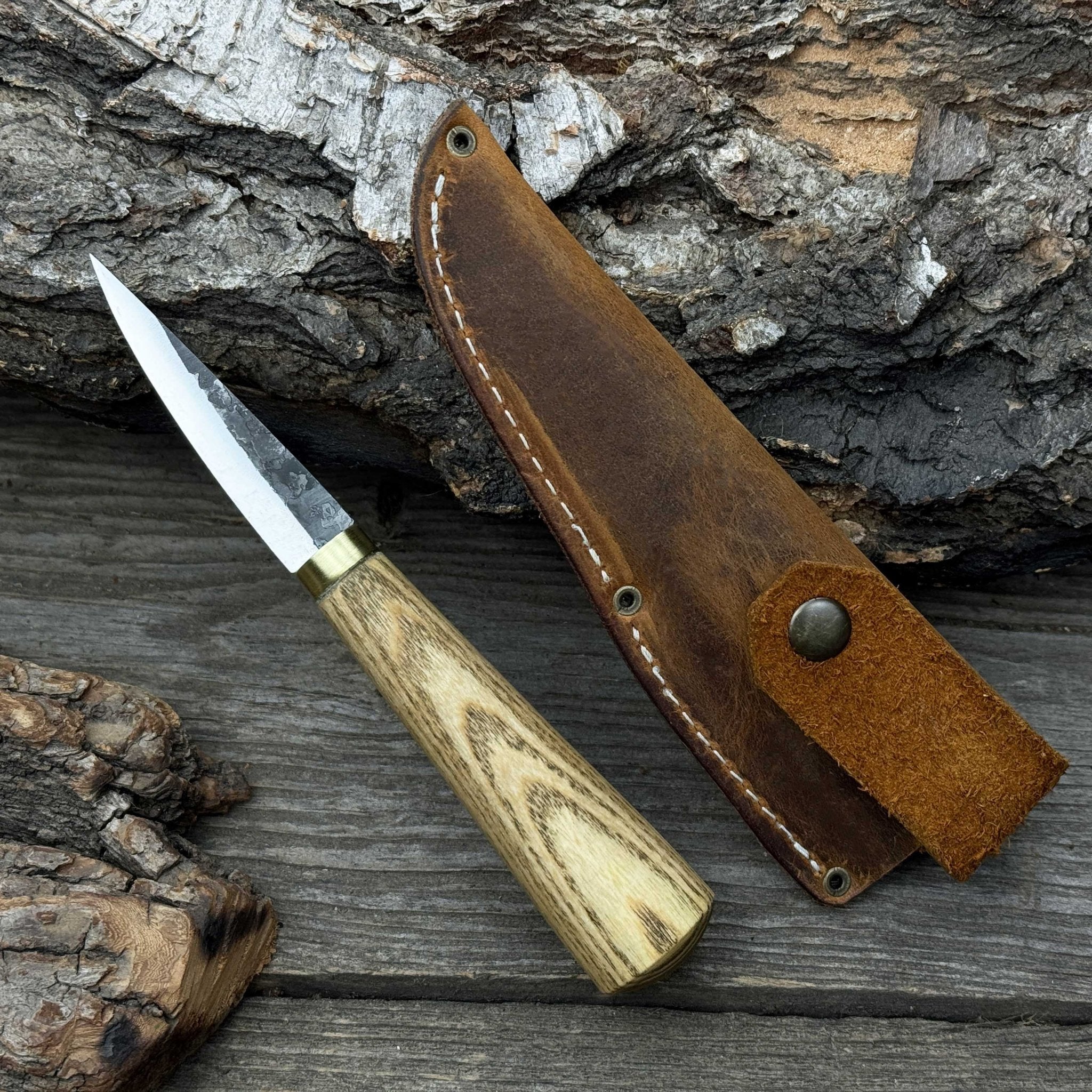Whittling Sloyd Knife with Leather Sheath, 7.5 cm (2.95 inches) - Randy's LLC