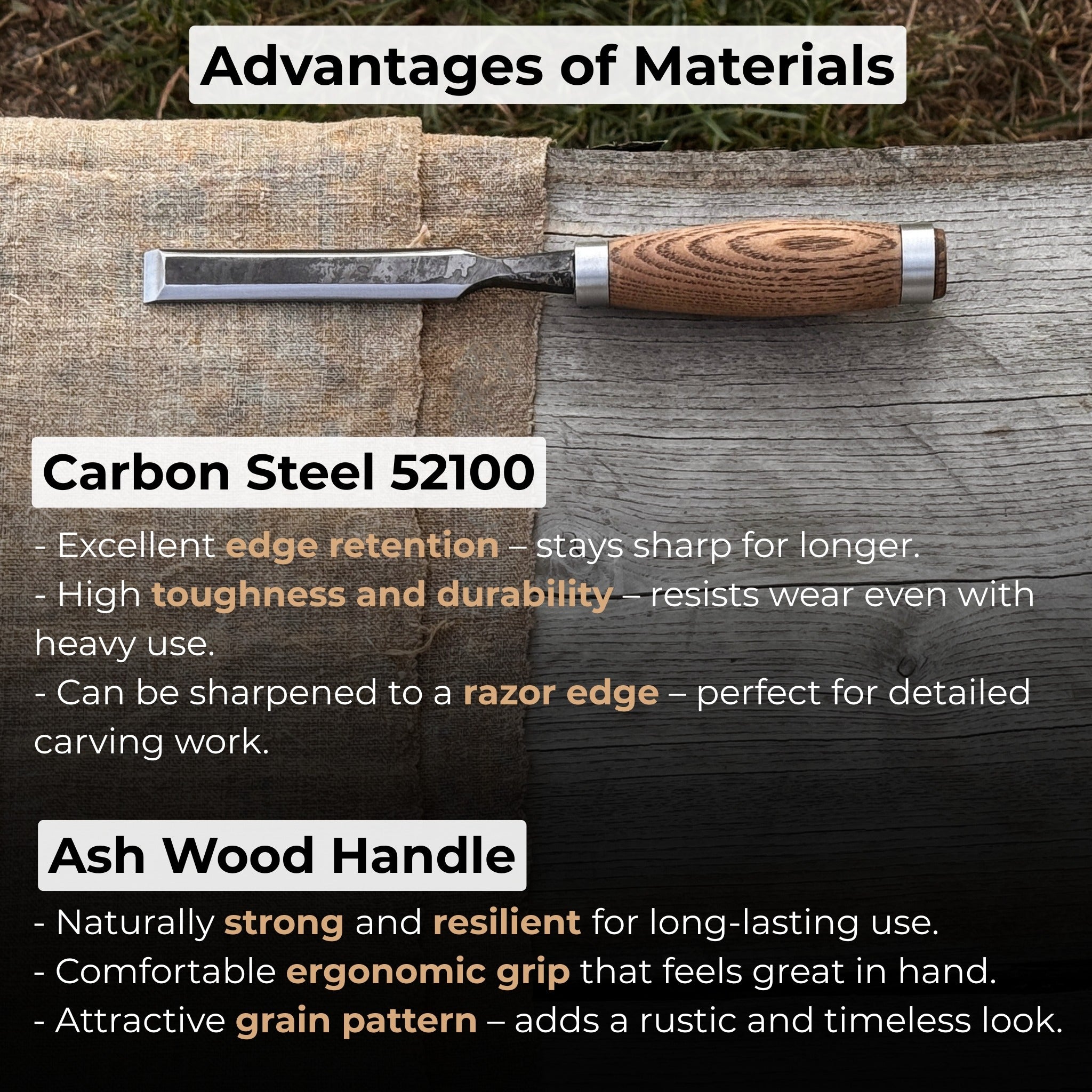 Wood Carving Chisel, 10 - 50 mm (0.39 - 1.97 inches) - Randy's LLC