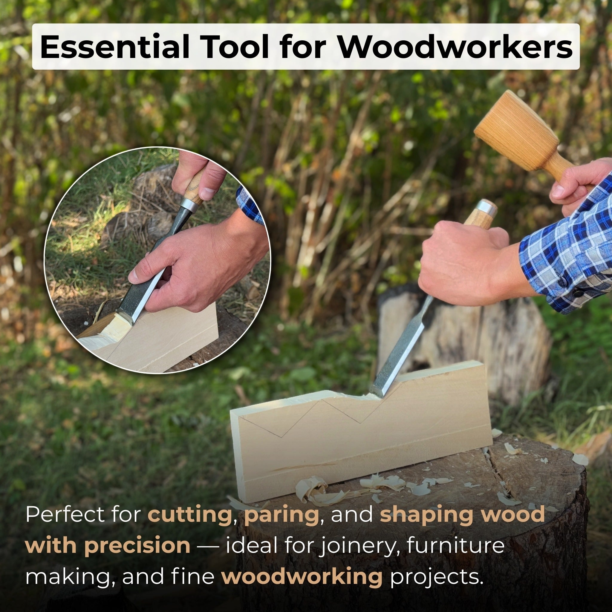 Wood Carving Chisel, 10 - 50 mm (0.39 - 1.97 inches) - Randy's LLC