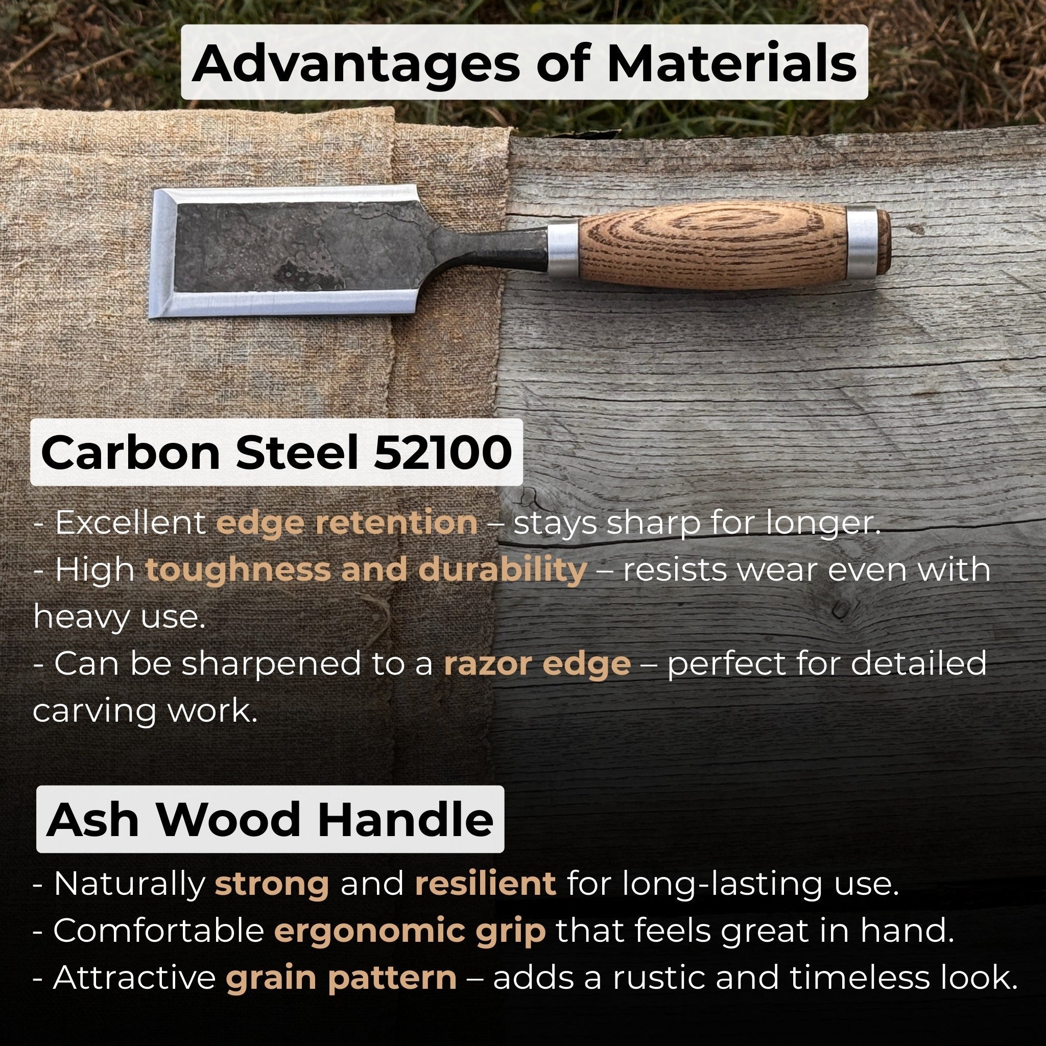 Wood Carving Chisel, 10 - 50 mm (0.39 - 1.97 inches) - Randy's LLC